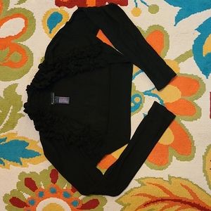 Black Ruffle Trim Knit Bolero / Shrug